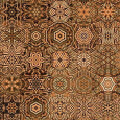 stack of traditional clay terracotta tiles patterns and 3D illustration designs