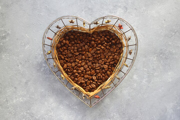 coffee in a heart shaped bowl. 