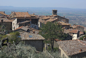 Fototapeta na wymiar View of Cortona, medieval town in Tuscany, Italy