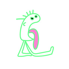 sticking out tongue provocation gesture original simple hand drawing converted to vector 