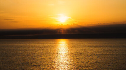 Perfect sunset on the opened sea