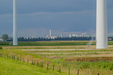  power station in the background on industruial compound in Moerdijk Netherlands