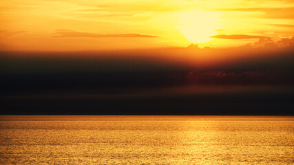 Perfect sunset on the opened sea