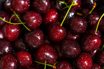 cherries on a plate.top view food