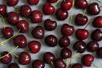cherries on a plate.top view food.close up