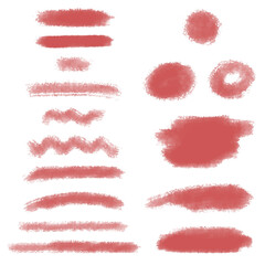 Pink hand drawn brush strokes, marker text highlighters, vector illustration