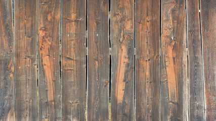 Weathered wooden background made of brown planks