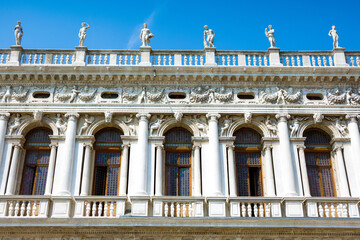 Fototapeta na wymiar Facade of The Marciana Library or Library of Saint Mark, Venice, Italy