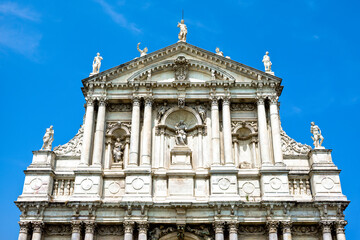 Fototapeta na wymiar Facade of Santa Maria di Nazareth - Roman Catholic Carmelite church in Venice, Italy