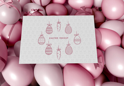 Easter Card Layout with Eggs Mockup