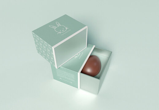 Easter Egg with Box Package Mockup