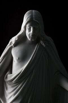 Close Up of Christus Statue With Dramatic Lighting