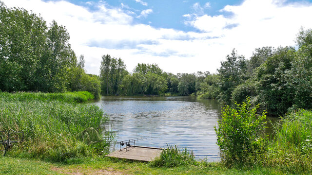 Fishing peg in the lake, coronavirus lockdown daily exercise