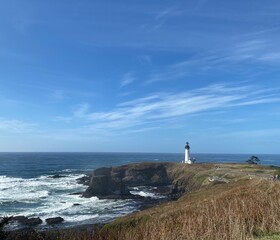 lighthouse on the coast, extreme long shot