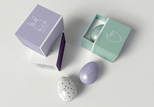 2 Easter Eggs in Boxes Mockup