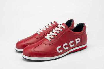 red shoes with the inscription of the USSR on a white background
