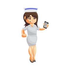 Nurse Woman hospital character clothes healthcare mascot Hold Phone