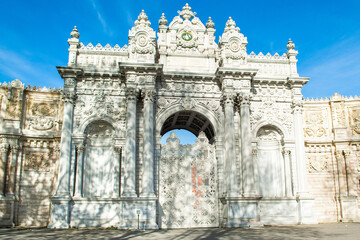 Detail view of main  gate of the Dolmabahce Palace, Istanbul