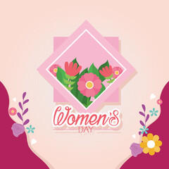 Womens day with flowers vector design