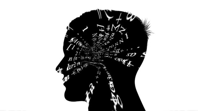 Silhouette of man with math in mind