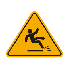 Slippery floor sign, vector illustration. Slip danger icon.