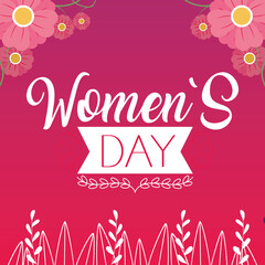 Womens day with flowers and leaves vector design