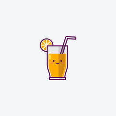 Illustration of Cute Tropical Juice Icon on a White Background -  Kawaii Icon 