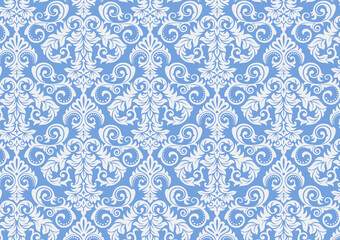 Blue white Damask seamless pattern background