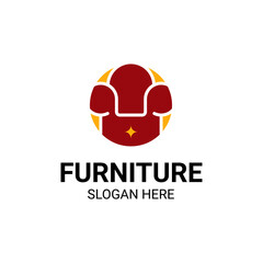 Modern Unique Furniture and Household with Sofa or Chair Icon Logo Vector Design Template Isolated.