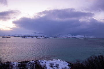 Landschaft im Winter, Kvaloya, Norwegen