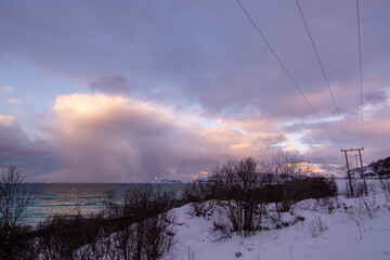 Landschaft im Winter, Kvaloya, Norwegen