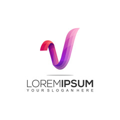 Modern V Colorful Logo Design Template