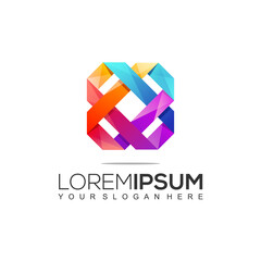 Modern Rectangular Colorful Logo Template