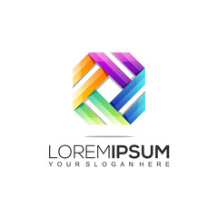 Modern Rectangular Colorful Logo Design Template