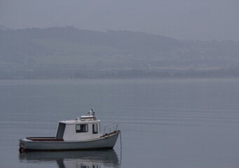 fishing boat on the lake in Angesley, Wales
