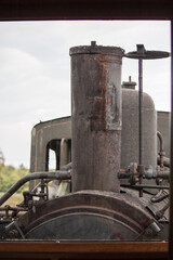Fototapeta na wymiar antique steam train at Mount Snowdon in Angesley, Wales