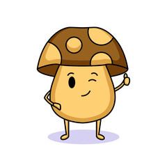 Cute mushroom mascot design illustration