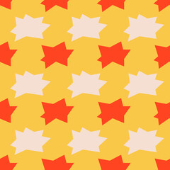 Creative party background seamless vector pattern. Fun christmas concept. Stylish star shape wallpaper design in yellow, red and white. Retro style colorful texture. - 407339969