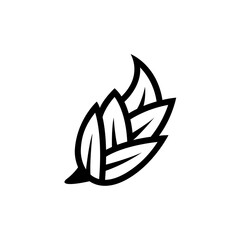 simple leaf logo with line style black color, nature concept