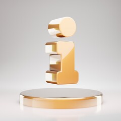 Info icon. Yellow Gold Info symbol on golden podium.