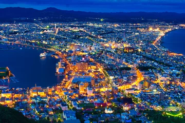Photo sur Plexiglas Bleu foncé 北海道函館山ロープウェイの夜景