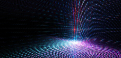 abstract 3d grid lines blue magenta background texture