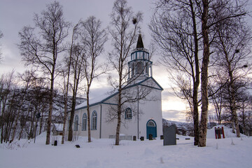 Fototapeta na wymiar Kirche von Kafjord, Alta, Norwegen