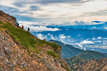 Fototapeta na wymiar 八ヶ岳赤岳を登るクライマー