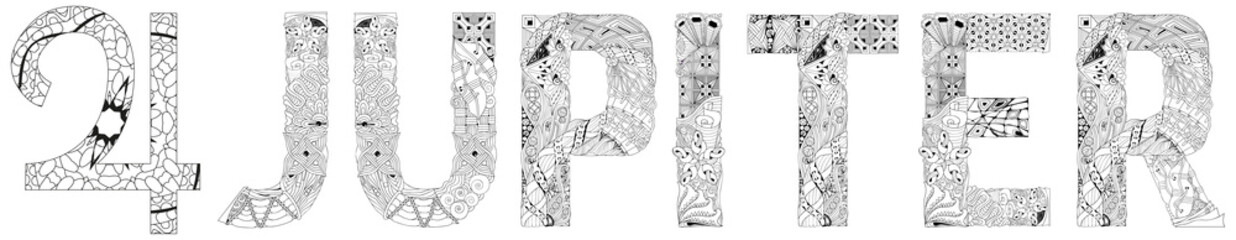 Vector handdrawn illustation of Jupiter sign for coloring © Andreichenko