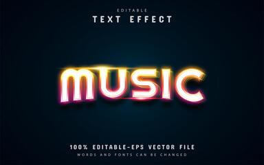 Music text, colorful neon text effect
