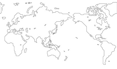 世界地図（簡略化されたアウトラインの世界地図）