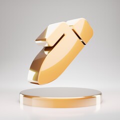 Pen icon. Yellow Gold Pen symbol on golden podium.