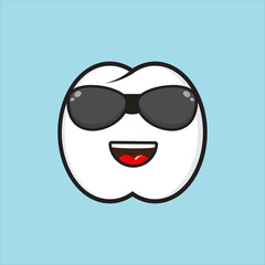 funny mascot character wearing glasses, eps 10 vector teeth character on white background