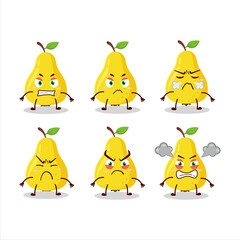 Yellow pear cartoon character with various angry expressions